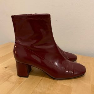 ZARA Red Patent Leather Booties